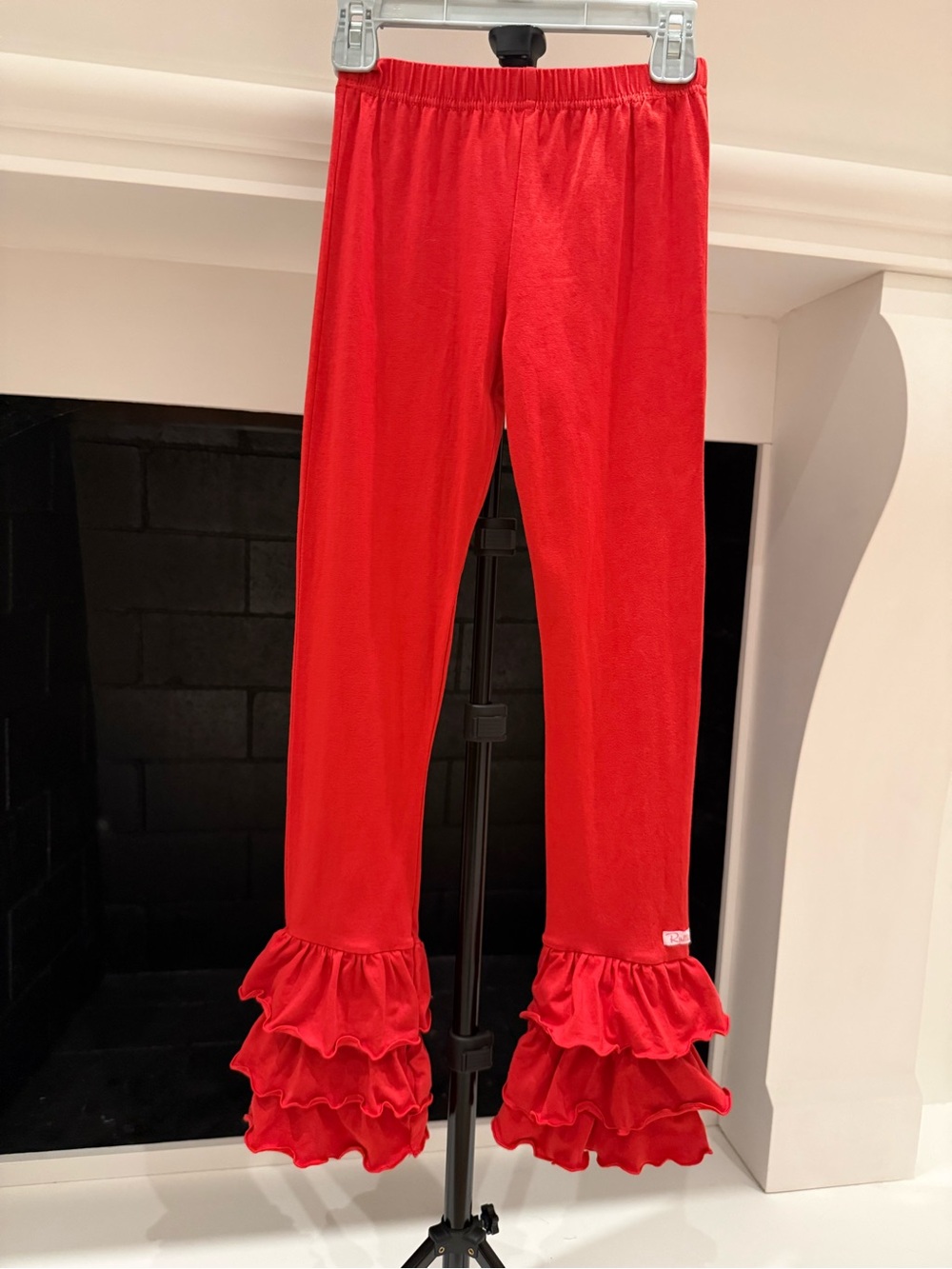 Ruffle Butts Red Triple-Ruffle Hem Girls' Leggings